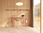 Bureau design Wire rouge avec plateau hauteur 92 cm, design Anne et Philippe Sorigué