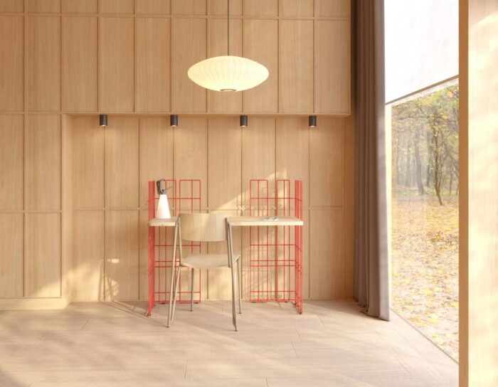bureau wire dans maison d'architecte bois