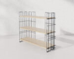 Etagère en fil métallique noir et plateau bois