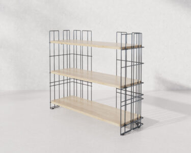 Etagère en fil métallique noir et plateau bois